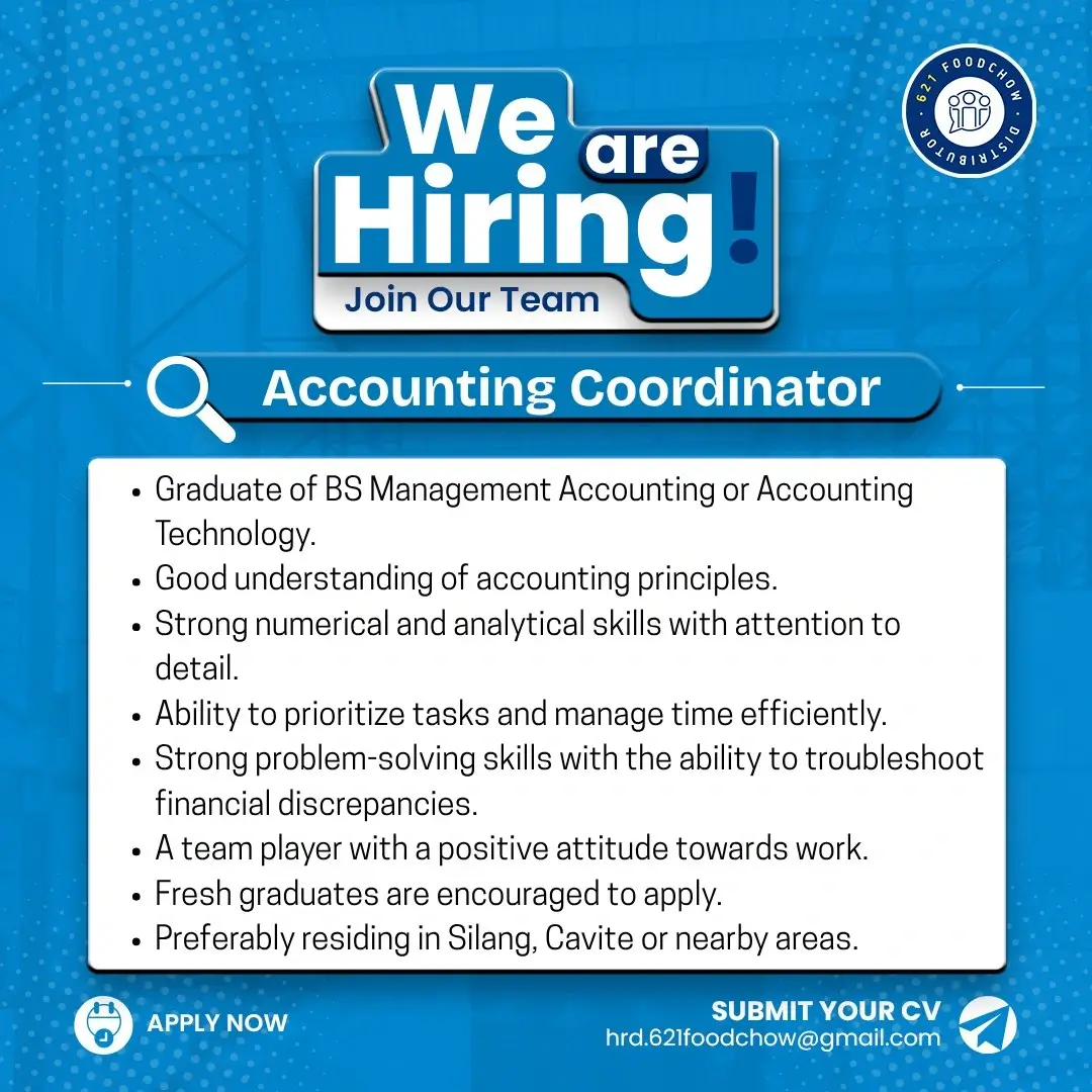 Careers at FoodChow - Accounting Coordinator