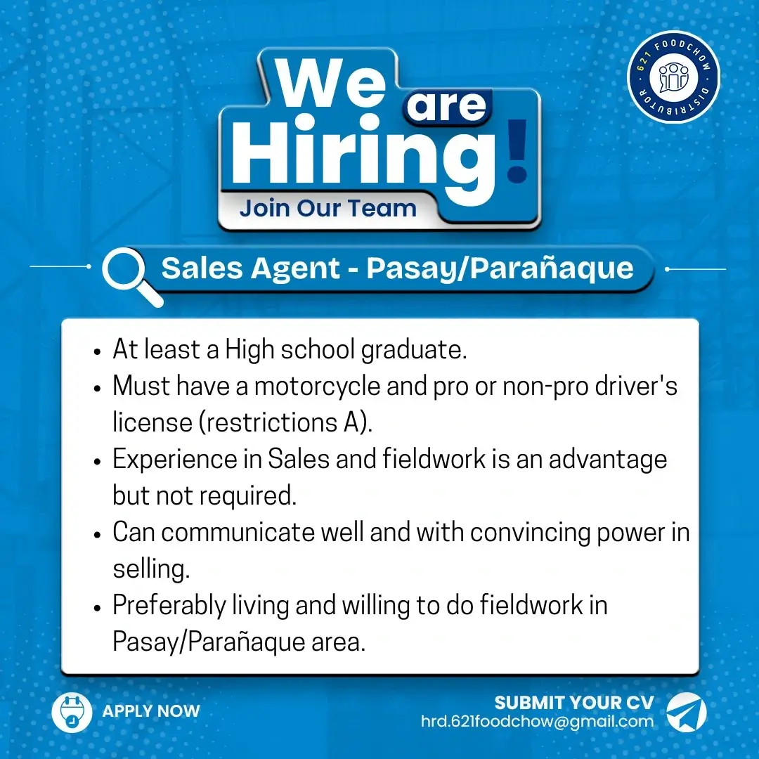 Careers at FoodChow - Sales Agent - Pasay/Parañaque